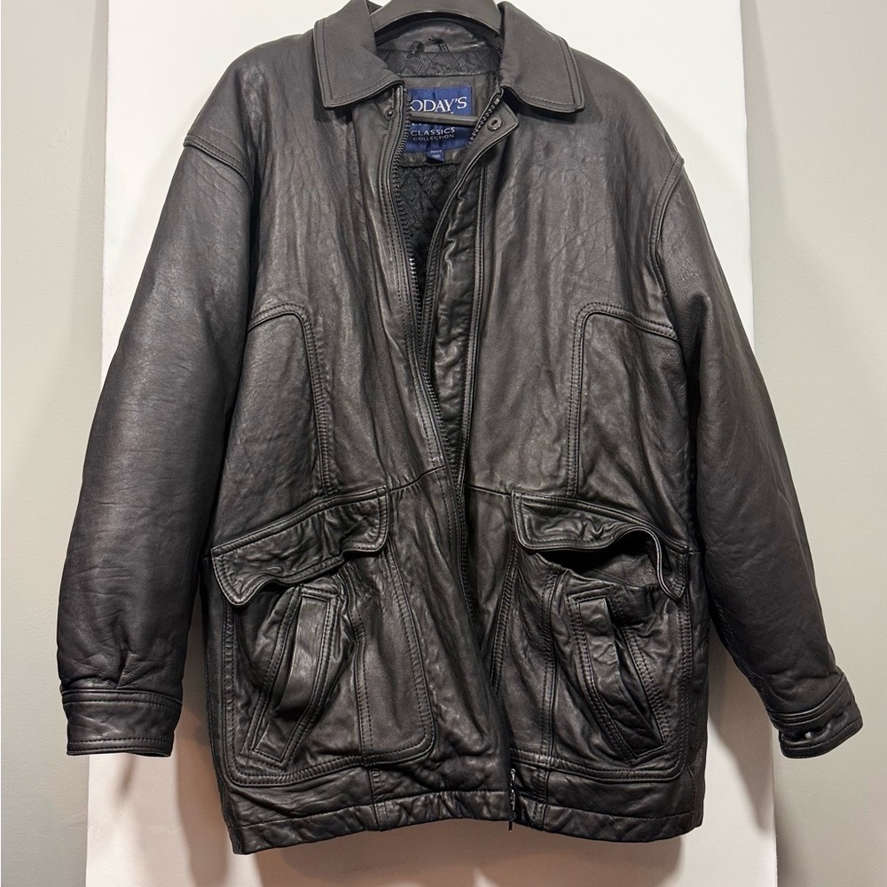 Today's Man Classic Collection Size Small Men’s Black Leather Jacket - Picture 2 of 16